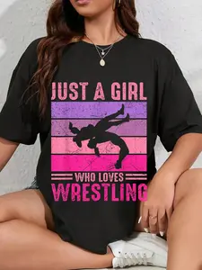100% Cotton Just A Girl Who Loves Wrestling Girl Wrestle Outfit Wrestler T-Shirt