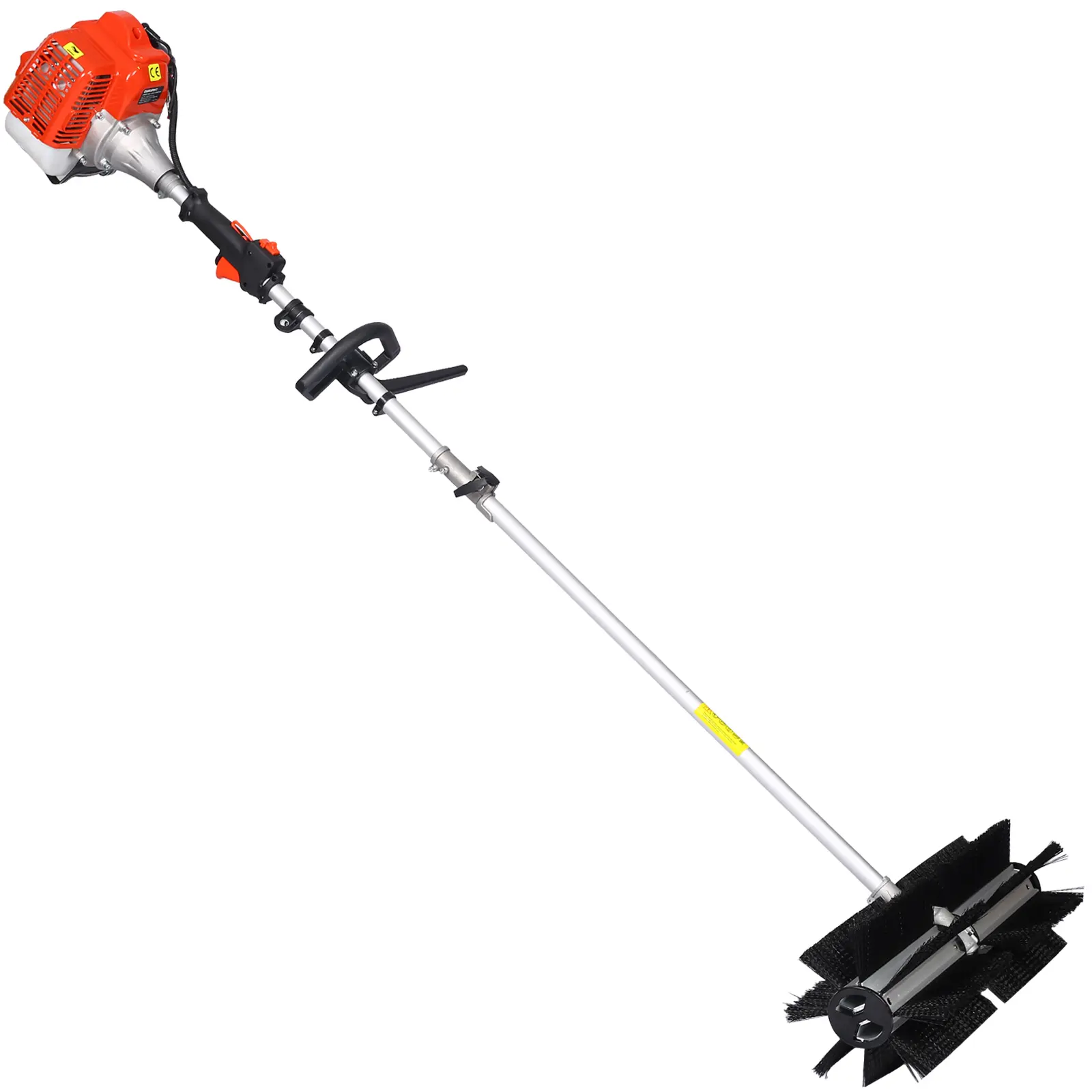 52cc 2-Stroke EPA-Certified Heavy-Duty Single-Cylinder Gasoline Snow Sweeper Tool, 40:1 Fuel Mix, 1L Capacity, Detachable Parts, 24x9in Nylon Bristles, Curved Handle, Portable, Easy Operation, Large Cleaning Area for Sidewalks/Driveway