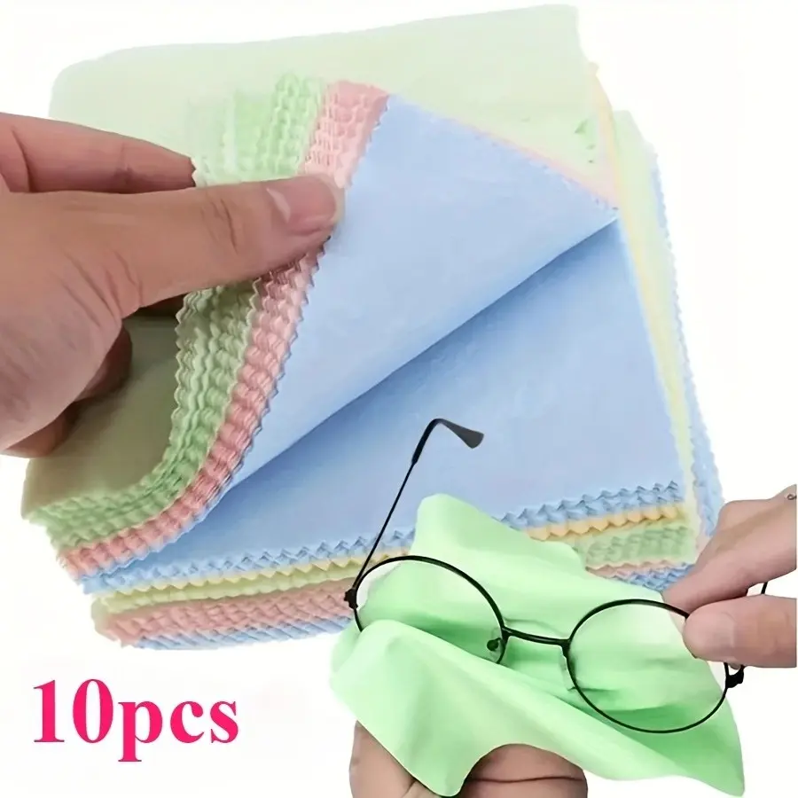 10pcs Ultra-Fine Fiber Cleaning Cloths, Soft Thick Odorless Camera Cleaner Wipes for Glasses Camera Lenses Smartphone Screens, Multi-Color Options