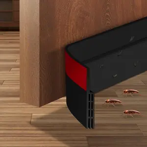 Door Draft Stopper Under Door Seal, 2" W x 39" Cutable Soundproof Door Seal, Adhesive Under Door Sweep Weather Stripping Soundproof Kit, Under Door Draft Stopper Seals Anti-Collision-Black