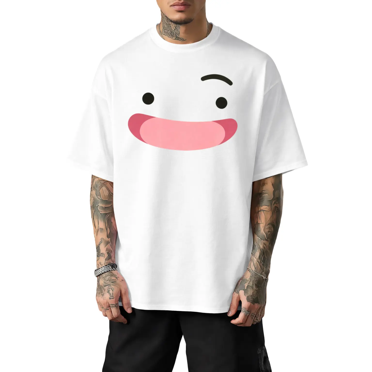 Lighthearted Single Raised Eyebrow Smile Graphic T shirt Unisex Short Sleeve Basic Outfit For Everyday Casual Scenes