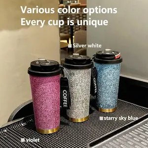 316 Coffee Thermos with Lid, Dual Straw Anti-Leak Design, Wide Mouth for Easy Cleaning, Matte Finish Non-Slip Cup Body, Slim Non-Slip Base, Fits Car Cup Holders, Perfect for Hiking, School, and Everyday Gifting, Lightweight and Portable at 18oz