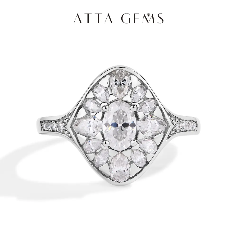 Women's Elegant Solitaire Engagement Ring, Oval Cut D VVS1 Color Luxury Synthetic Moissanite, Wedding Jewelry R125, Artificial Gemstone Ring, Elegant Engagement Ring, Solitaire Engagement Rings summerwins