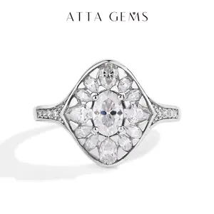 Oval Cut Luxury D VVS1 Color Synthetic Moissanite Ring for Women Engagement Wedding Jewelry R125