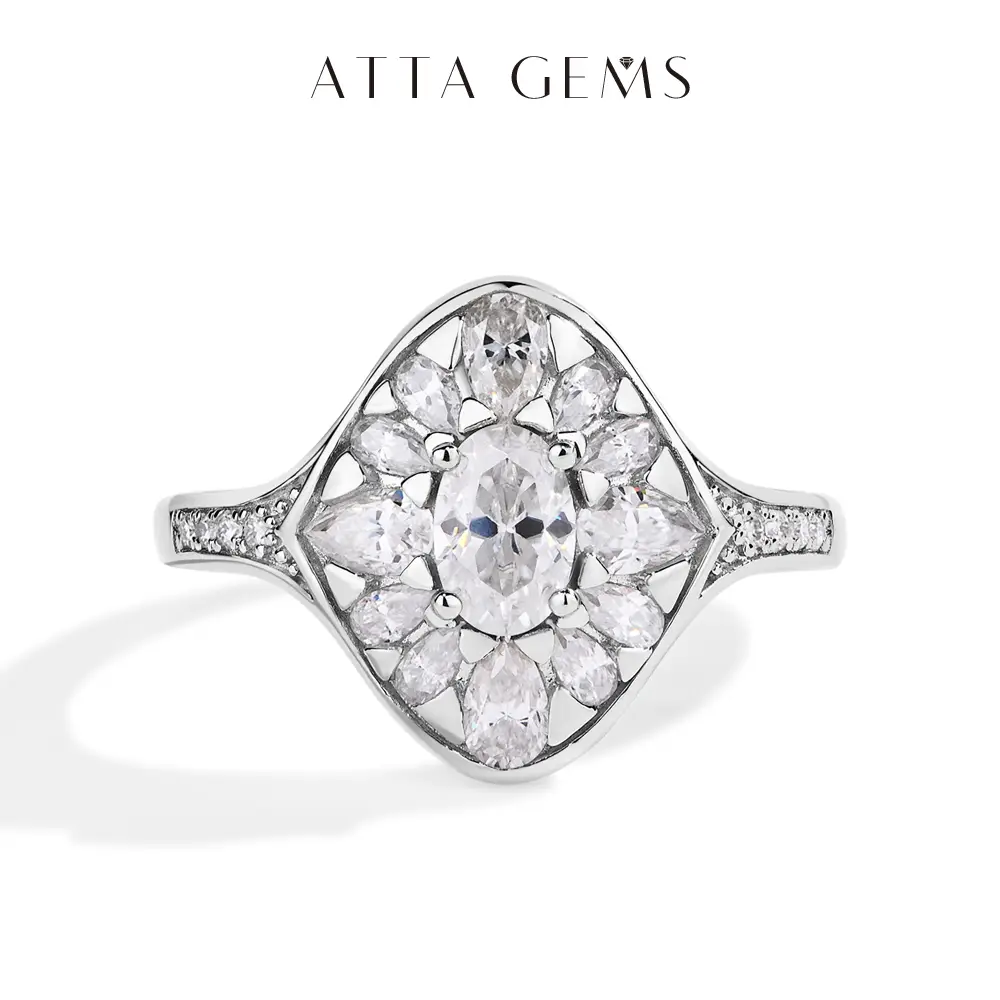 Oval Cut Luxury D VVS1 Color Synthetic Moissanite Ring for Women Engagement Wedding Jewelry R125