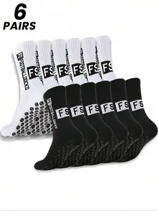 6 pairs of sports socks, unisex, non-slip, Grip Socks, for soccer, basketball, baseball, rugby, soccer, cycling, running, hiking, tennis, skateboarding, towel sole shockproof, professional sports socks, Tubesocks