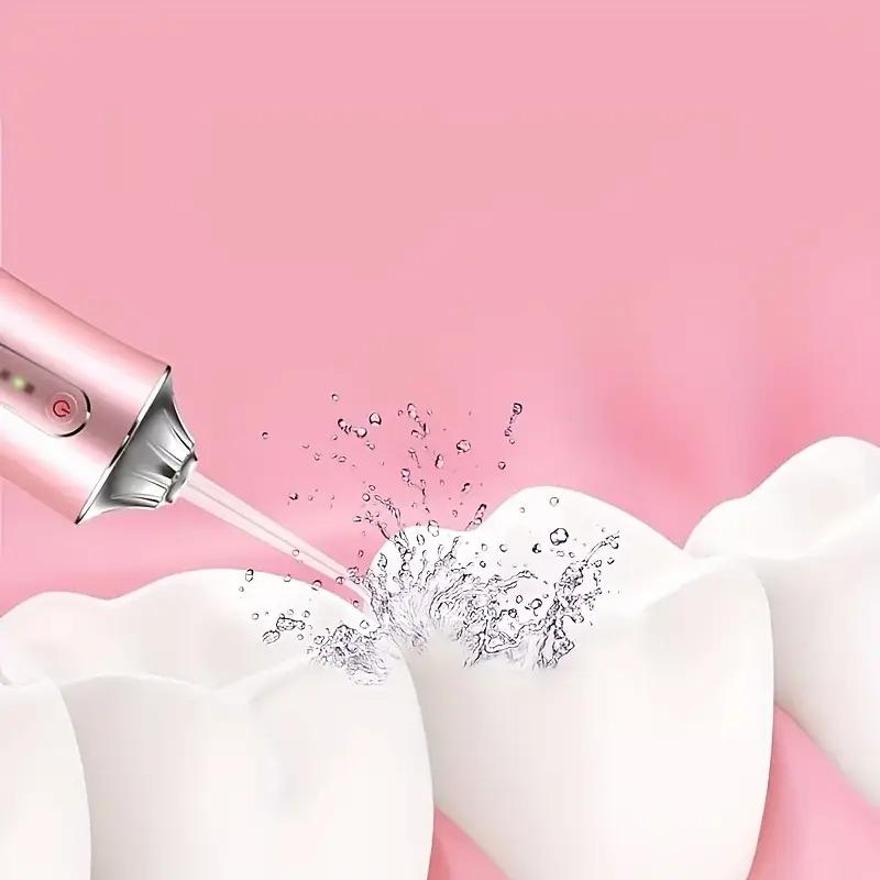 Four different heads, electric water flosser, smart chip precise pressure control 360 degree rotating nozle oral irrigator deep cleaning teeth and gum