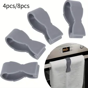 Adjustable Towel Clips For Kitchen & Bathroom - Wall-Mounted, Stylish Design For Oven Handle, Dishwasher, Stove - Keeps Towels Securely In Place Kitchen Towels Towel Holder For Bathroom Adjustable Hooks