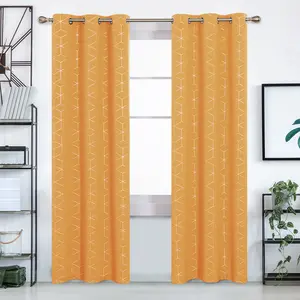 Deconovo Silver Diamond Foil Print Blackout Curtains, Grommet Top Energy Efficient Darkening Window Treatment Drapes for Bedroom (2 Panels)