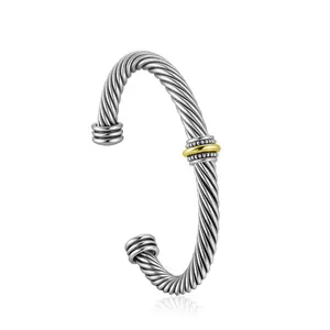 Aprilery Elegant Two-Tone Adjustable Cuff Bracelet with Gold and Silver Detailing for Versatile Style and Comfortable Fit