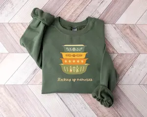 Stacking Up Memories Shirt, Retro Pyrex Bowl Shirt, Retro Kitchen Gift For Mom, Cottagore Sweatshirt, Fall Retro Pullover