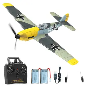 Plane 4 Channel Remote Control Airplane BF109 Fighter RTF with Aileron, Gyro, Aerobatics & 3 Modes Easy to Fly Hobby Radio Controlled Aircraft With 2 Batteries for Beginners Kids & Adults (Yellow)