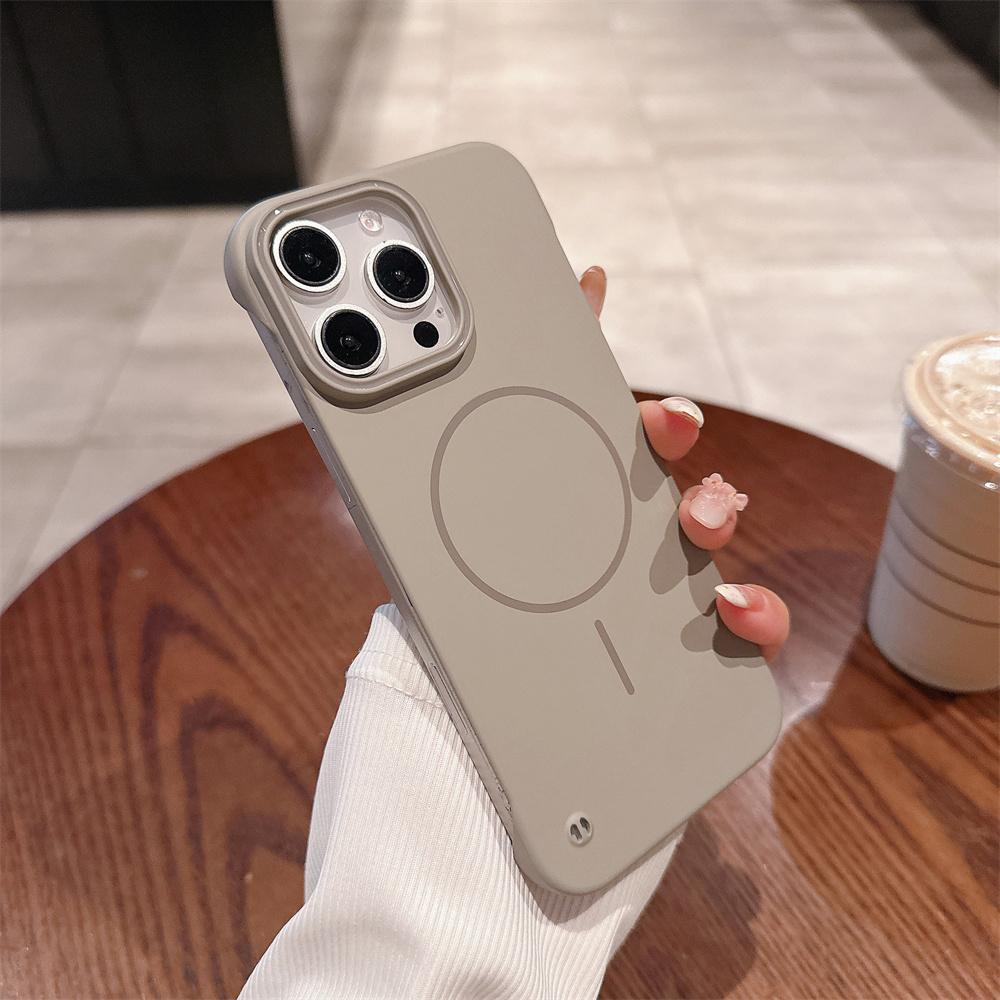 Matte Slim PC For Magsafe Frameless Phone Case For iPhone 16 15 14 Plus 12 13 Pro Max Wireless Charging Borderless Hard Cover