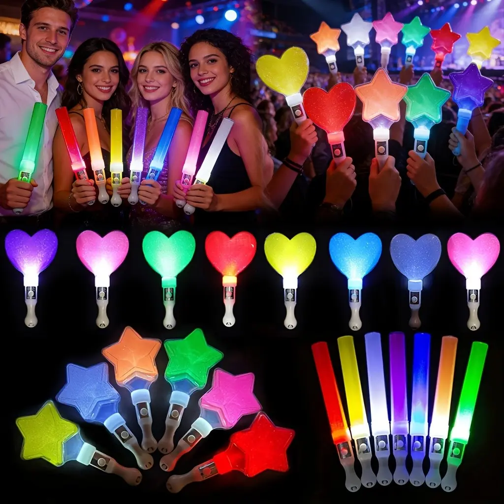 20pcs/set Star-shaped Handheld Glow Sticks For Weddings, Valentine'S Day, Halloween, Christmas, Parties, Games And Activities. Suitable For Weddings, Birthday Parties, Bridal Showers And Seasonal Decorations, As Well As Carnival Ornaments.Random Col