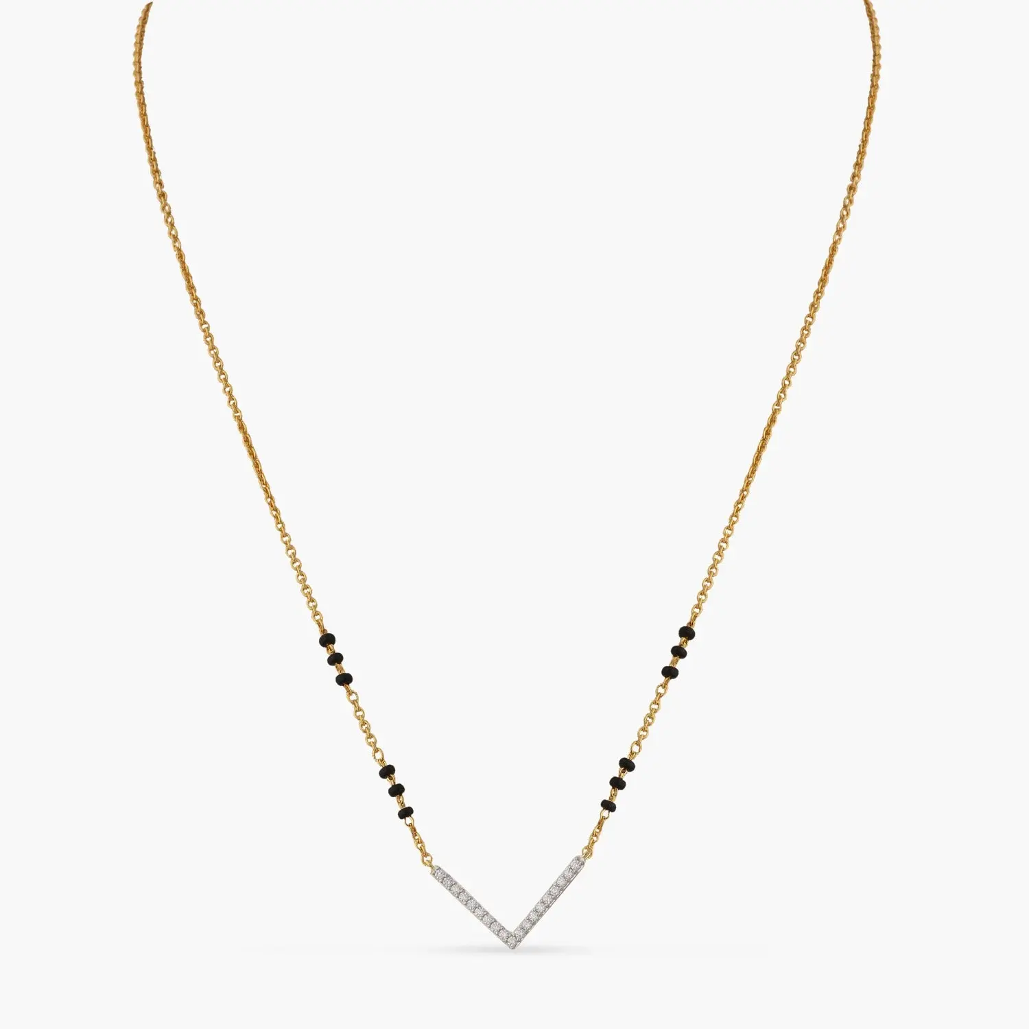 V Shape Elegant Charm CZ Silver Mangalsutra
