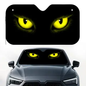1pc, Glowing Feline Eyes Print Car Windshield Sun Shade, Foldable Sun Visor for Front Windshield, Simple and Effective, Ideal for Daily Commuting and Road Trips, Windshield Sunshade