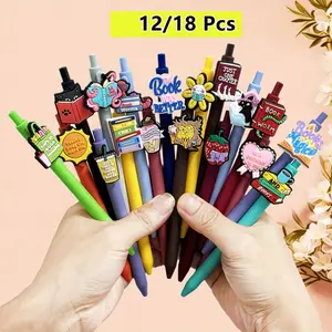 12/18Pcs Bookworm Gifts Humorous Pen Bulk Pack Emotional Support & Gratitude Gift Ballpoint Pen Suitable for Book-Loving Teachers, Students & Readers Graduation Book Club Gathering Party Gift