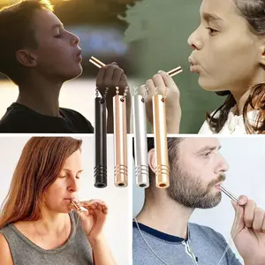 Meditation Stress Relief Stainless Steel Anxiety Breathing Necklace Mindfulness Whistle Pendant with Chain Yoga Ritual Jewelry