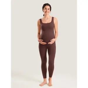MOMANDA Natrelax Maternity Jumpsuit Square Neck Sleeveless Pregnancy Clothing Ultra-Soft Breathable Fabric