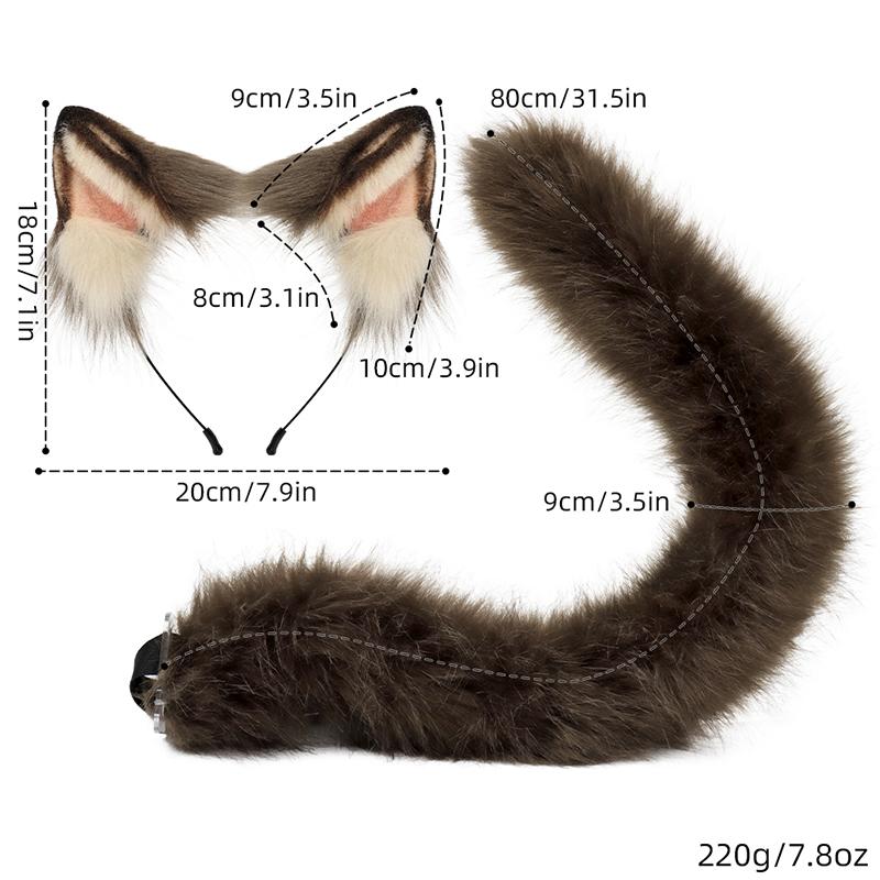 Fluffy Cat Ear and Tail Set – Soft Plush, Adjustable, for Cosplay, Halloween, Anime & Roleplay