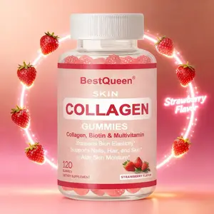 BestQueen Collagen Gummies, Vegan Collagen Supplements, Non-GMO Plant-Based Ingredients, Improve Skin Hydration, Support Skin Elasticity, Promote Hair Growth, Daily Beauty Supplement for female, Rich in Vitamins A, C, D, E, B6, B12, Biotin, Folate.