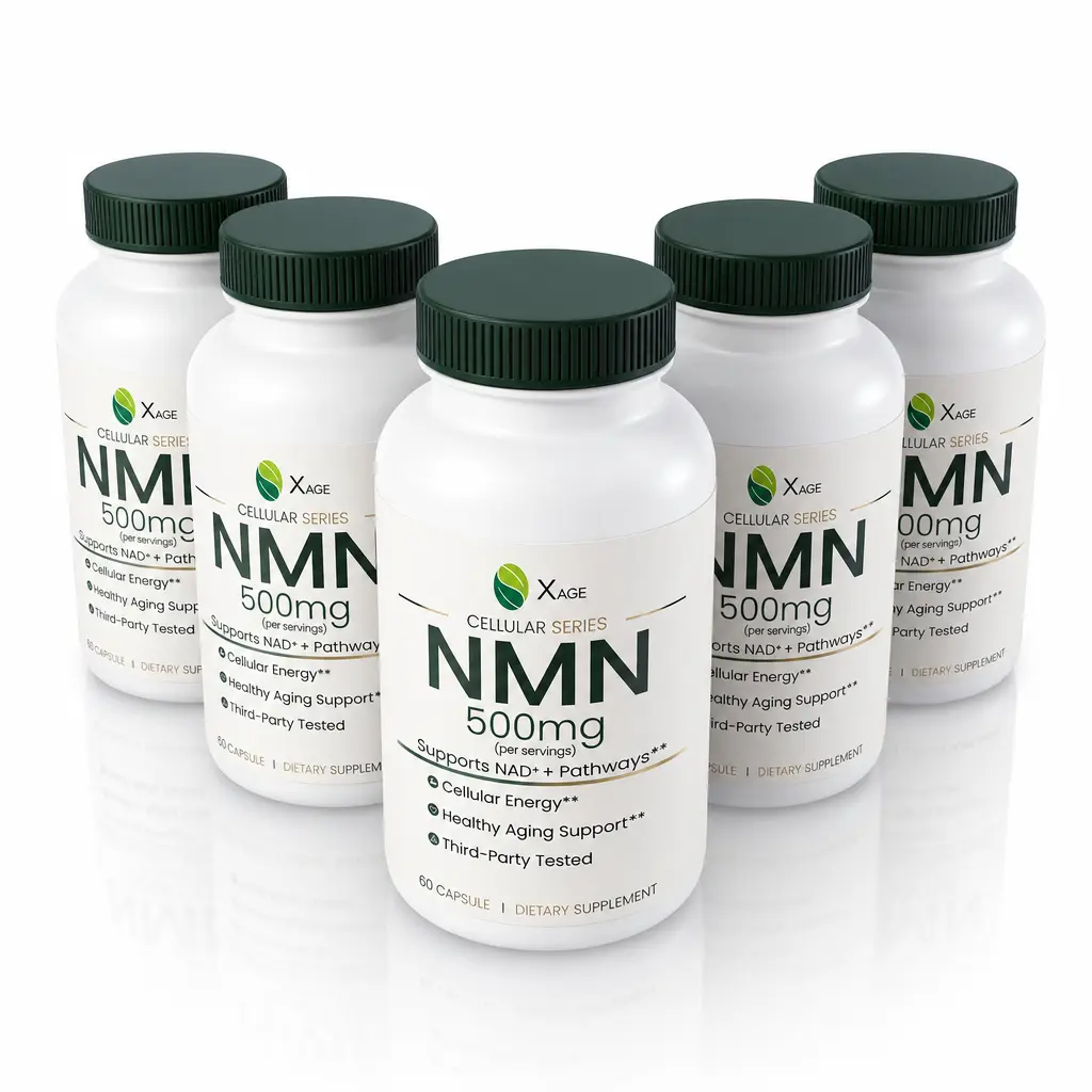 XAGE NMN 500mg Capsules, 5-Pack, 300 Count, Antioxidant Dietary Supplement for Cellular Energy, Metabolic & Overall Wellness Support