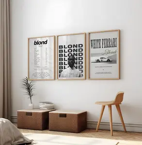 Blond White Ferrari / Set of 3 Posters / Race Car / Rap Music / Trendy / Hypebeast Fashion / Printable / Wall Art Decor / Digital Print /