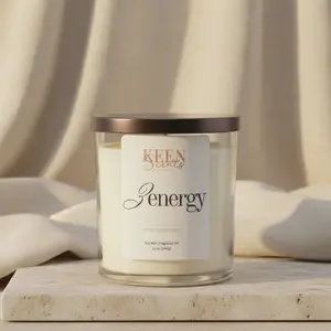 Keen Scents Zenergy Scented Candle - 12 oz Hand-Poured Soy Wax Candle with Bergamot Lemon Orange Green Tea & Sandalwood Notes - 30-40 Hour Burn Time