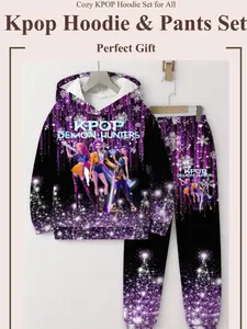 New Kids Fashion Sparkle Anime 3D Print Casual Set Hoodie Long Sleeve Sports Clothing Spring Fall Outdoor Fitted Sweatpants
