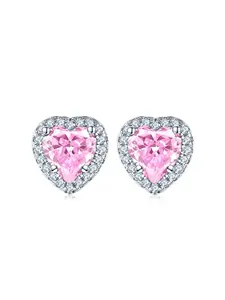 Women's Fashion Candy Diamond Earrings, 925 Sterling Silver Heart Design Jewelry Gift Box Included, Perfect for Daily Wear & Parties, Zircon Stud Earrings