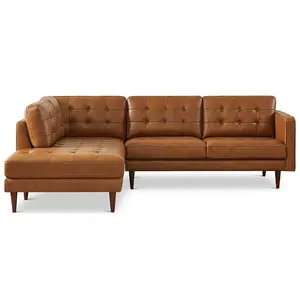 Lugano L-Shaped Genuine Leather Left-Facing Sectional Sofa Cognac Lugano L-Shaped Genuine Leather Left-Facing Sectional Sofa Cognac