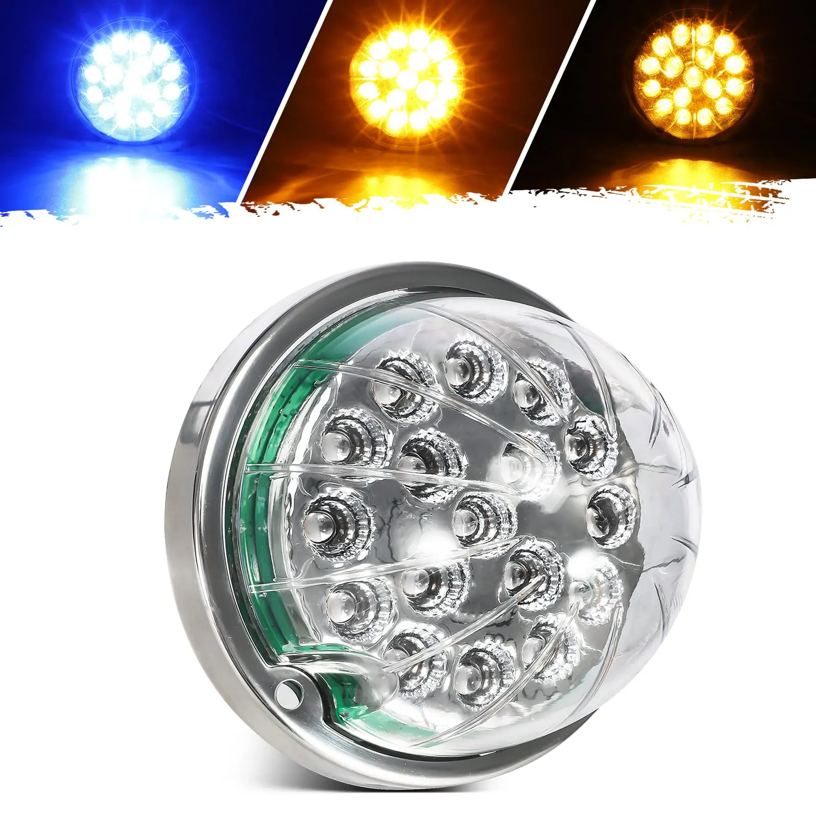 Partsam 1Pc Dual Revolution LED Watermelon Light, Amber to Blue