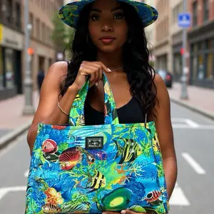 KLC Couture Aquarium Tote-bag with Vibrant Fish Design for everyday use.