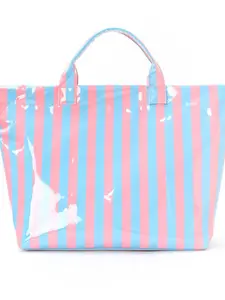Striped Tote Bag High-Value Lightweight Handbag Commuter Large Capacity Portable Travel Shoulder Bag, Casual Style All Seasons Beach Tote
