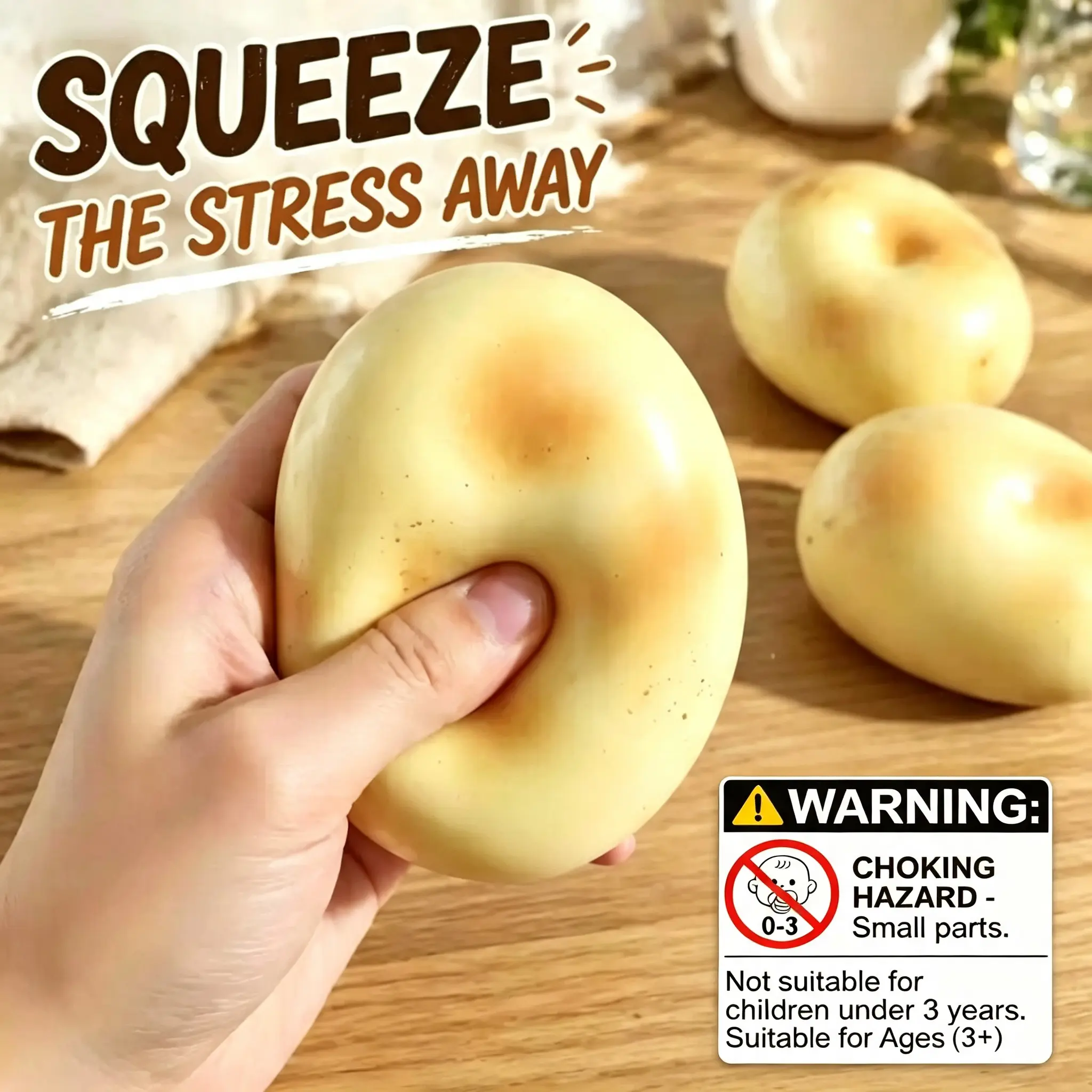 Stress Relieving Crispy Fried Potato Fidget Squeeze Ball | Crunchy Loud Sound Vent Sensory Toy, Ultra Soft Moldable Squishy Blocks, Fun Playable Hobby Toy for Adults & Kids Anxiety Relief