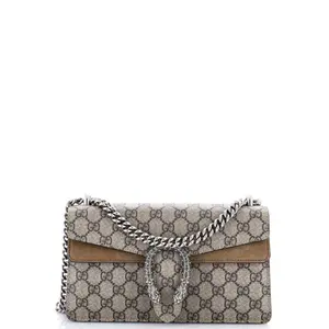 Pre-owned GUCCI Canvas Coated, Crystal, Metal Shoulder Bags Dionysus Bag GG Coated Canvas with Crystal Embellished Metal Small by Rebag