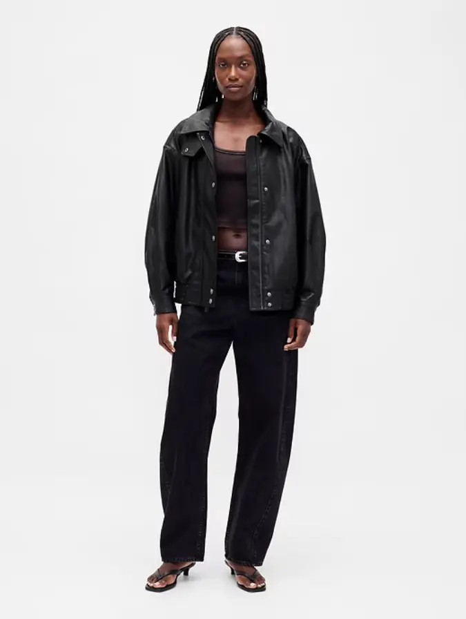 Oversized Vegan Leather Jacket - TikTok Shop