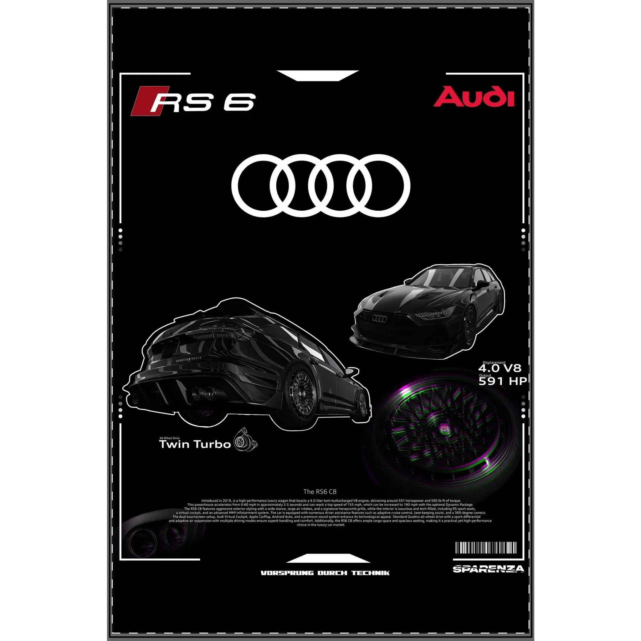 Audi RS6 Poster Satin Poster | RS6 Twin Turbo Car Wall Art