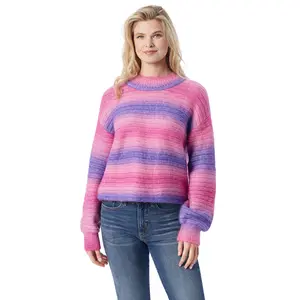 Portia Sweater in Royal Purple Combo - Knitwear Crewneck, Long Sleeves, Comfortable Wool, Perfect for Womenswear