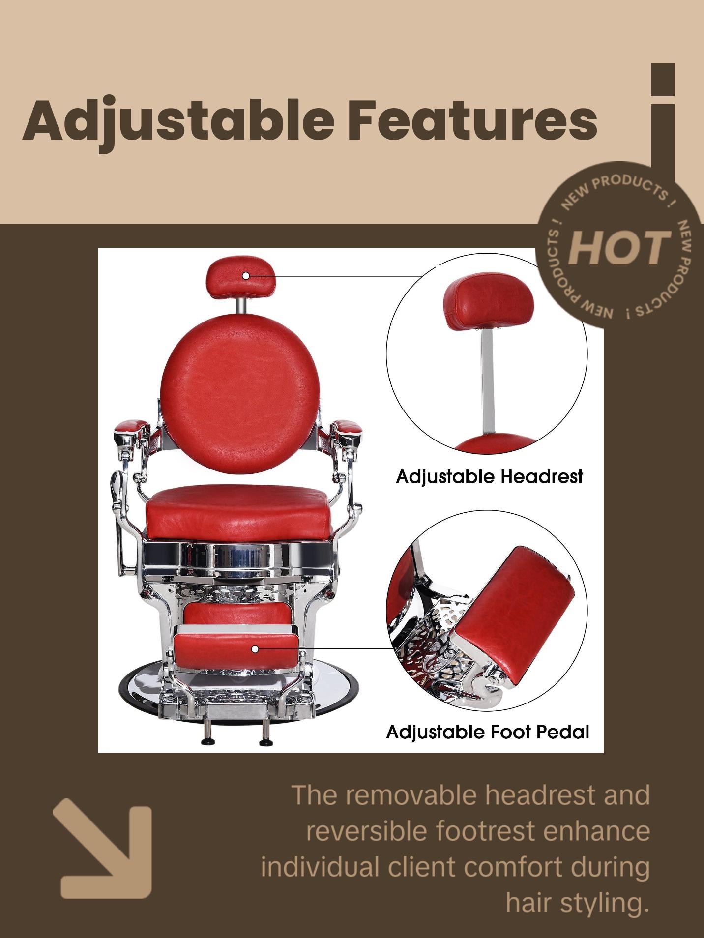 BarberPub Heavy Duty Barber Chair, All Purpose Reclining Hair Styling Salon Chair 3860