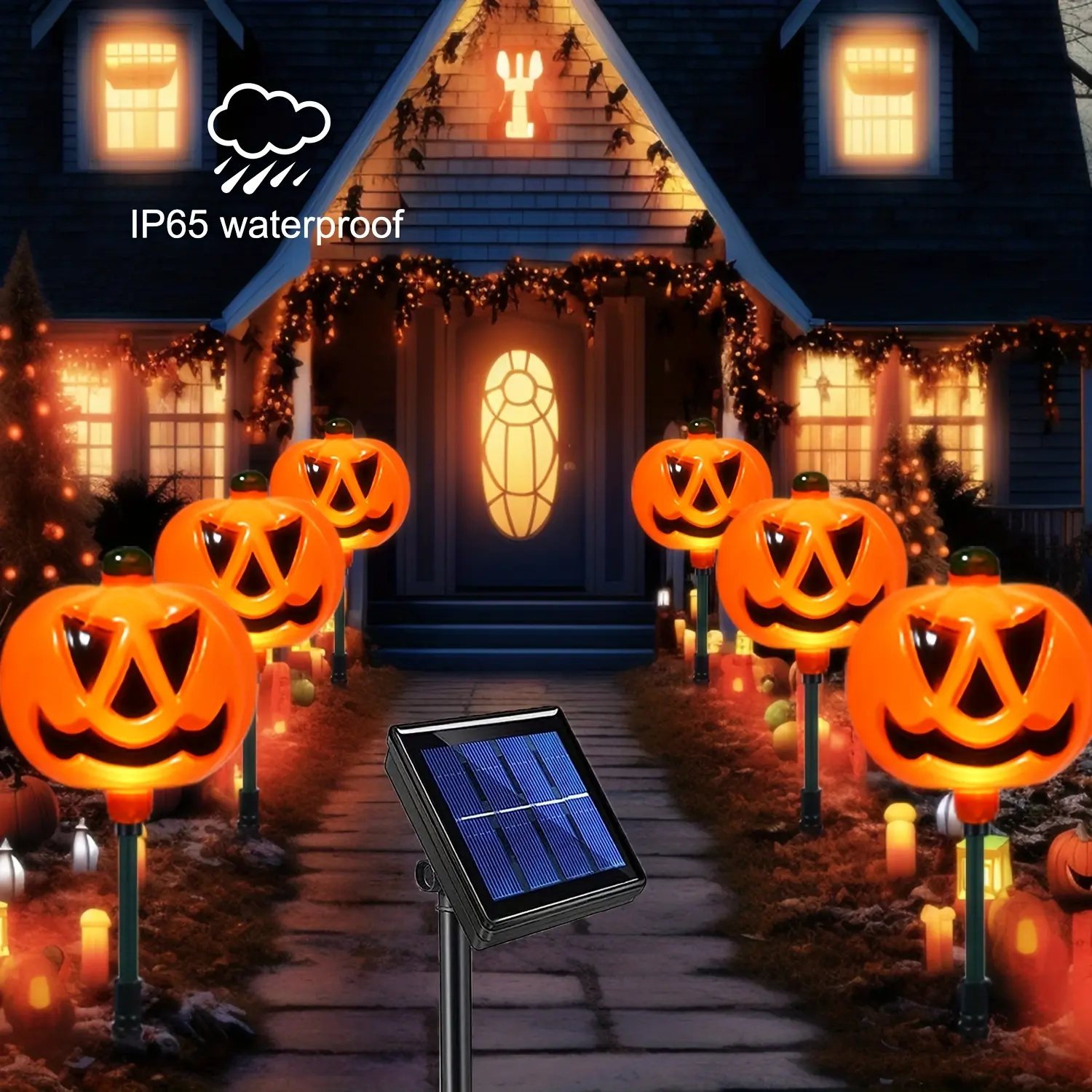 Halloween Pumpkin Channel Marker Lights Outdoor, IP65 Halloween Decoration Channel String Light Strip 6 Pumpkin Stake Lights for Outdoor Garden Walkway Patio Driveway Lawn Party Decoration halloween  boutique
