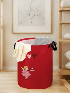 Cartoon Cupid Printed Laundry Basket with Handle, Durable Foldable Storage Bin, Large Capacity Toy Organizer, All Seasons Use