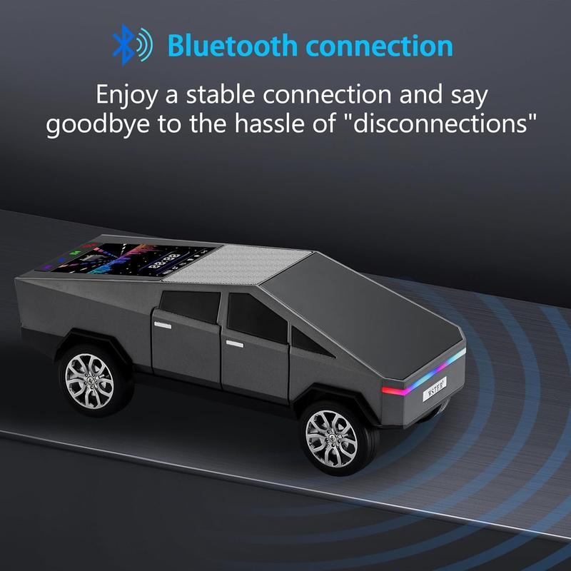 WS-580 Bluetooth Pickup Truck Speaker with Display Screen, HD Sound, TWS Pairing, FM Radio, Hands-Free Calling, LED Party Lights, Gray