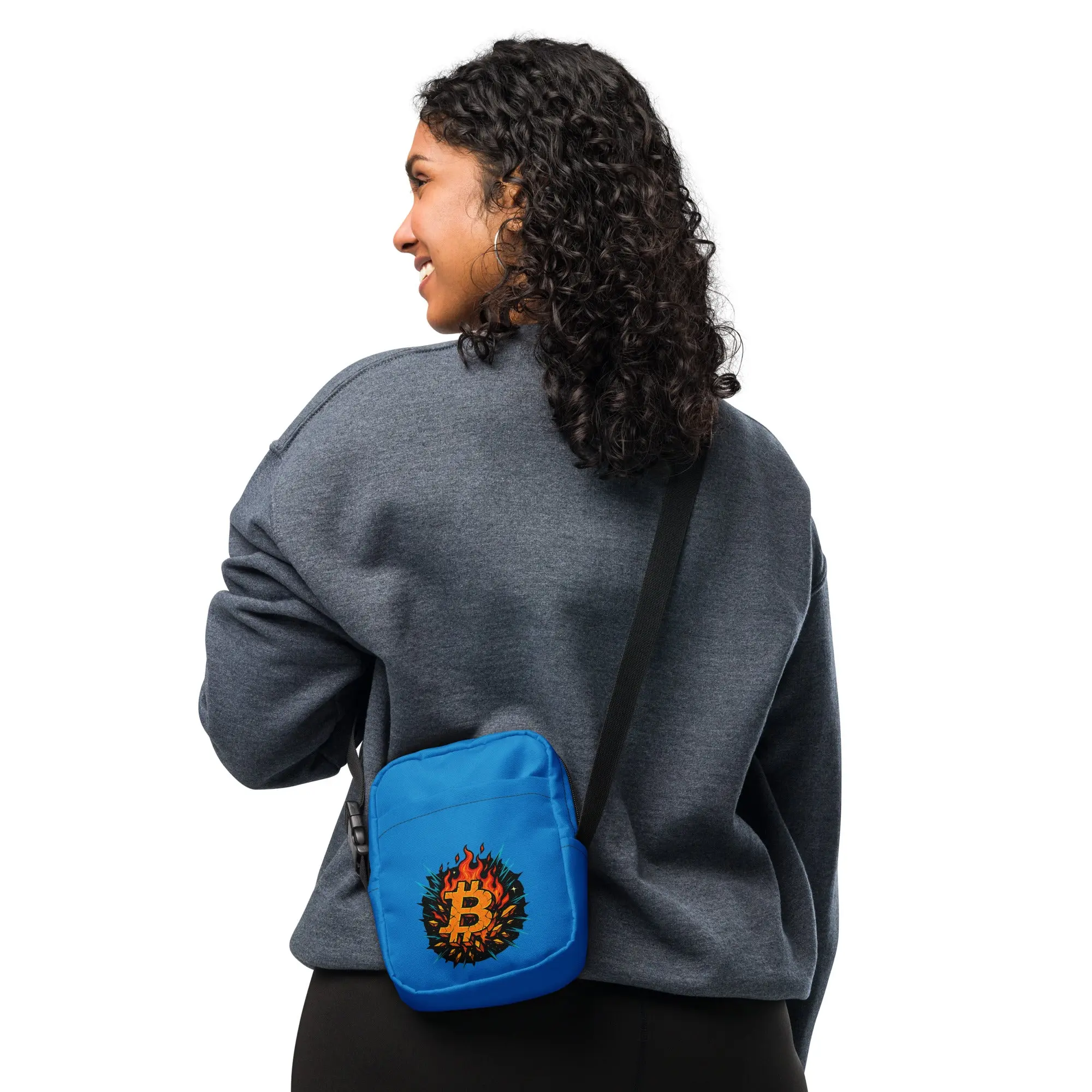 Bitcoin Crossbody Utility Bag – Flaming BTC Logo, Crypto Streetwear Gear