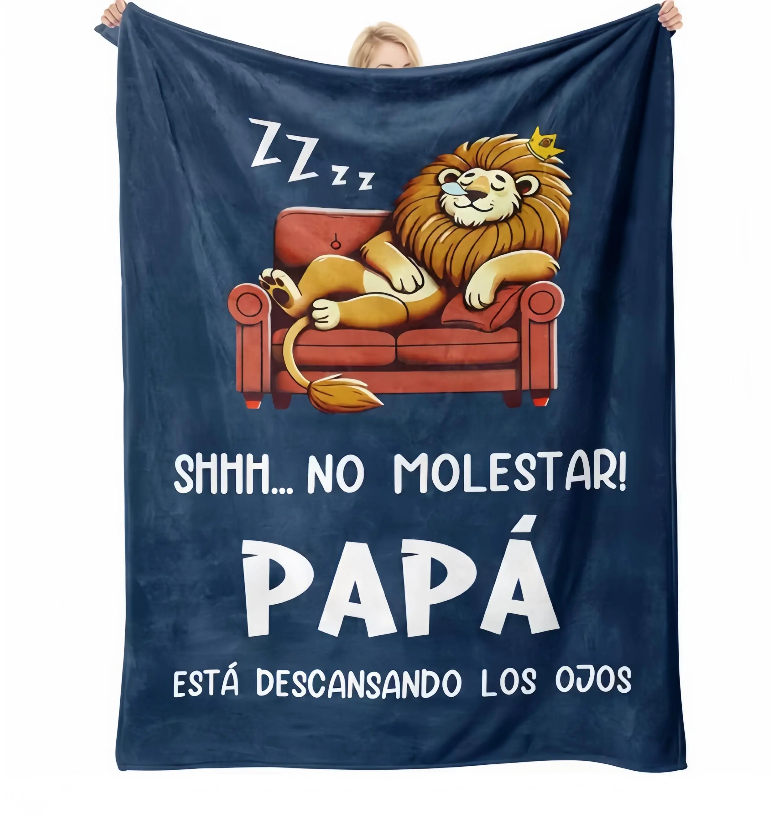 Gift for PAPA Spanish Theme Lion Print Blanket Suitable for Father - Soft Flannel Bedspread with Lion Pattern, Machine Washable - Gift for Father's Day, Birthday, or Room Decoration - Spanish Lion Design