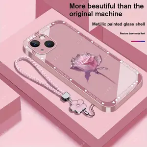 Suitable for [iPhone 13] Brand new premium phone case, Free four-leaf clover lanyard，drop-proof and fingerprint-resistant，simple and elegant design，multiple colors available YM99