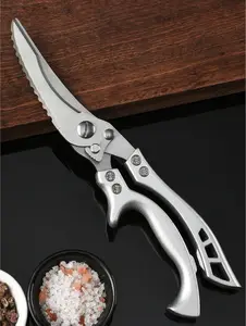 1pc Multifunctional Kitchen Scissors Stainless Steel Shear with Anti-slip Handle Ergonomic Design for Cutting Meat Vegetables Fish and Poultry Bone Breaking Tool for Cooking