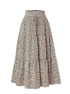 Women's Ditsy Floral Print Skirt, Casual Fashion Tie Front Skirt for Daily Holiday Vacation Wear, Ladies Bottoms for Summer