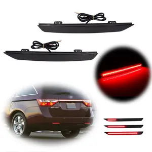 2PCS Smoke Lens Bumper Reflector Tail Brake Rear Fog Light For Honda Odyssey 2011 2012 2013 2014 2015 2016 2017 Replace OEM 33505TK8A01, 33555TK8A01