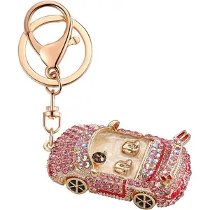 Stylish Car Keychain for Women - Cute Rhinestone Keychain with Gold Coating - Perfect Gift for Her - Ideal for Bags Wallets & Backpacks